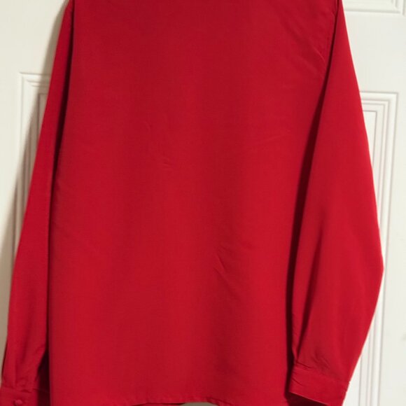 Laura Scott Red Blouse SZ 10 Embroidered Pleated Chic Sunday Best Valentine's - Picture 3 of 5